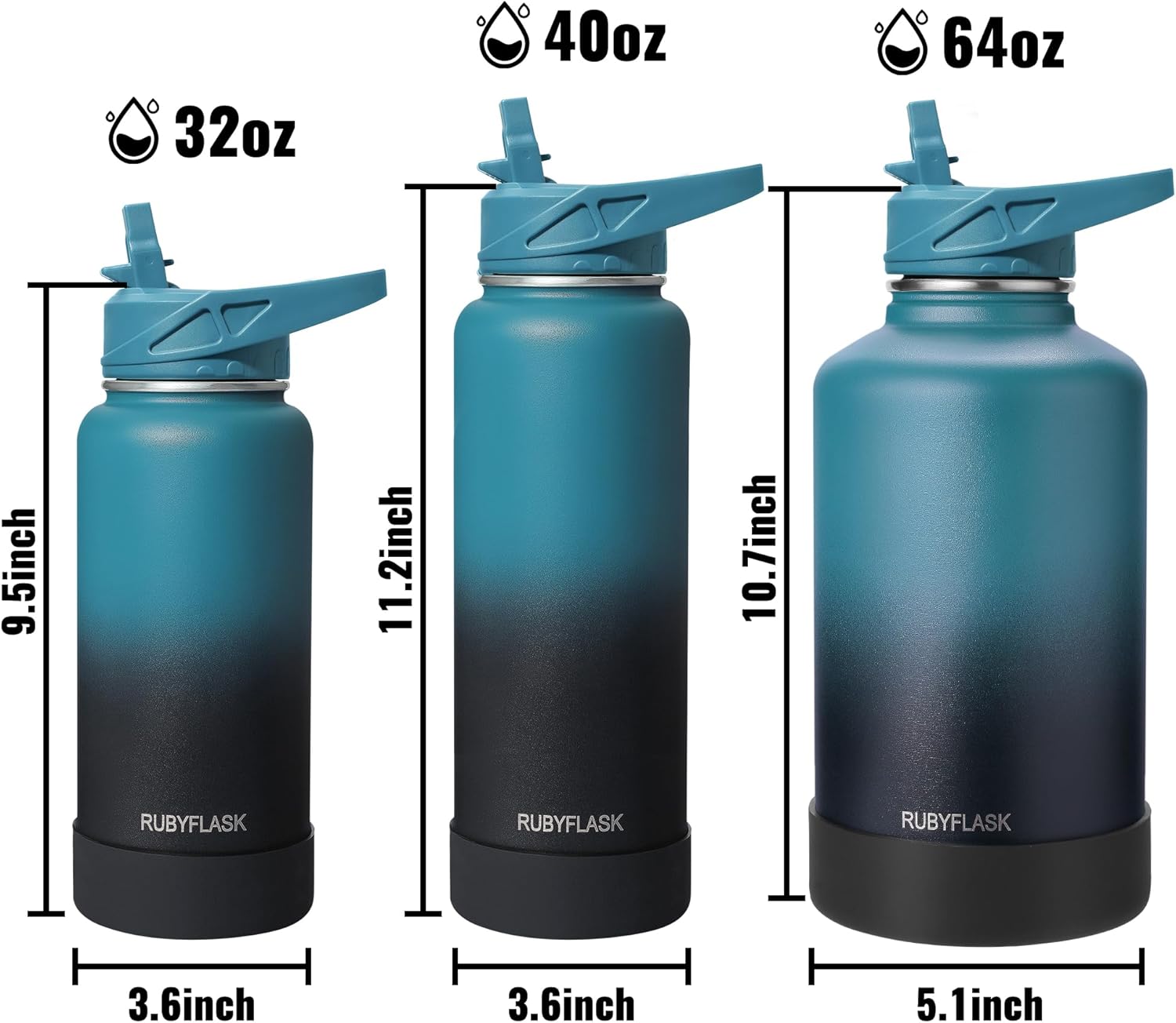 32oz Insulated Water Bottle with Straw, Stainless Steel Metal Vacuum Water Flask, Large Thermal Water bottle with