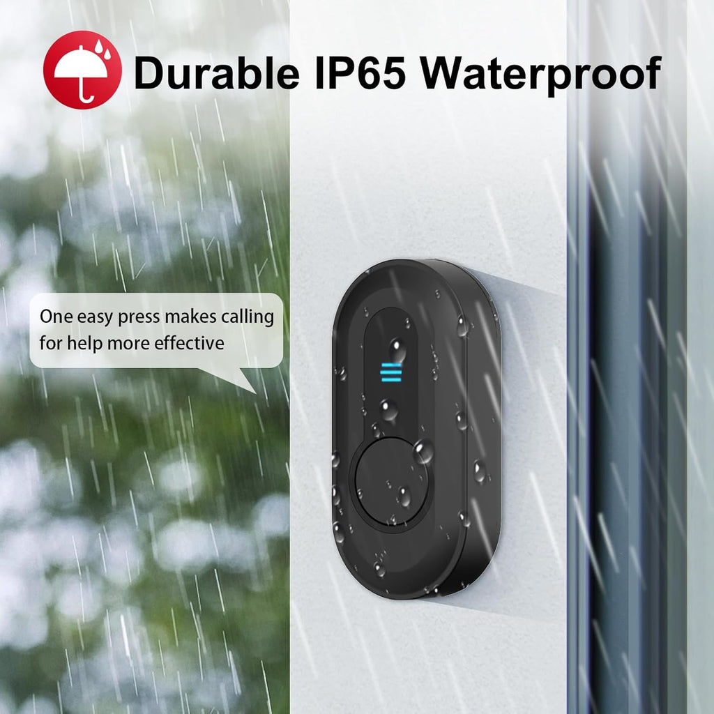 Caregiver Pager Wireless Call Button System Call Bell Alert Button Wireless Calling System for Elderly at Home/Deaf