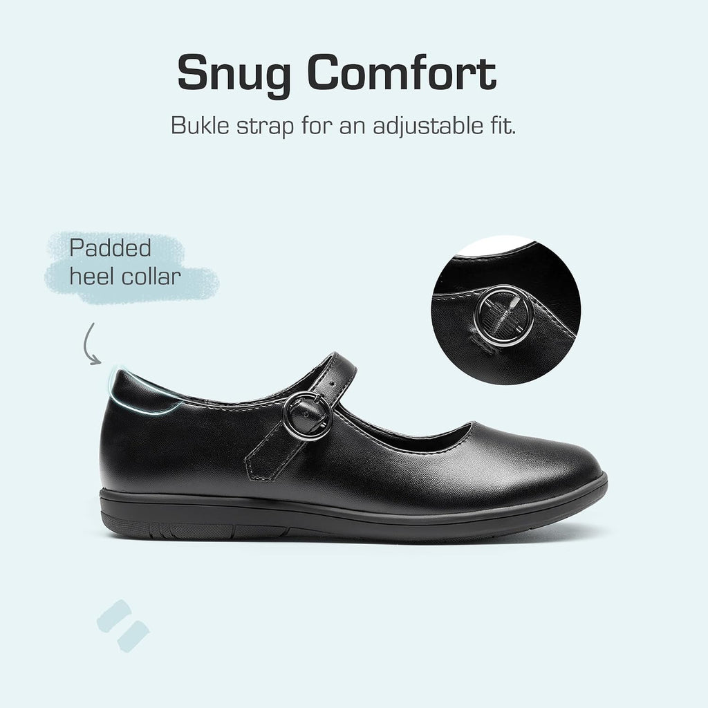 Girls Mary Jane School Uniform Shoes | Girl Buckle Dress Shoes Back-to-school Non-Slip Fatigue-free Flats with Roomy