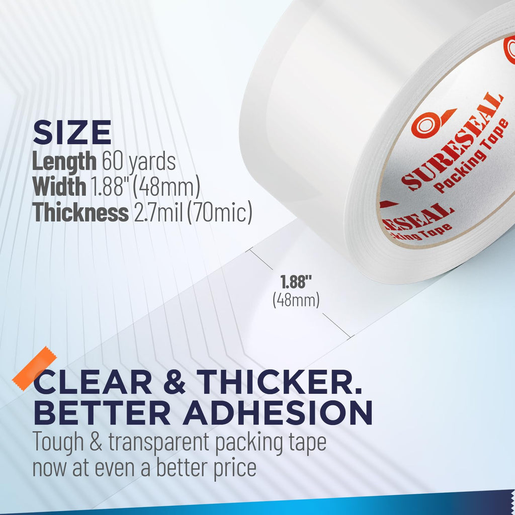 Heavy Duty Packing Tape 12 Rolls, Total 720Y, Clear 2.7 mil, 1.88 inch x 60 Yards, Ultra Strong, Refill for Packaging