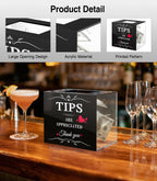 Acrylic Tip Jar, Wall-Mounted, 6 x 4 x 5 Inch, Black & Clear