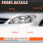 for 2004-2005 Honda Civic Headlights Assembly Chrome Pair