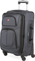 Sion Softside Expandable Spinner Luggage Durable Lightweight Travel Suitcase, Dark Grey, Carry-On