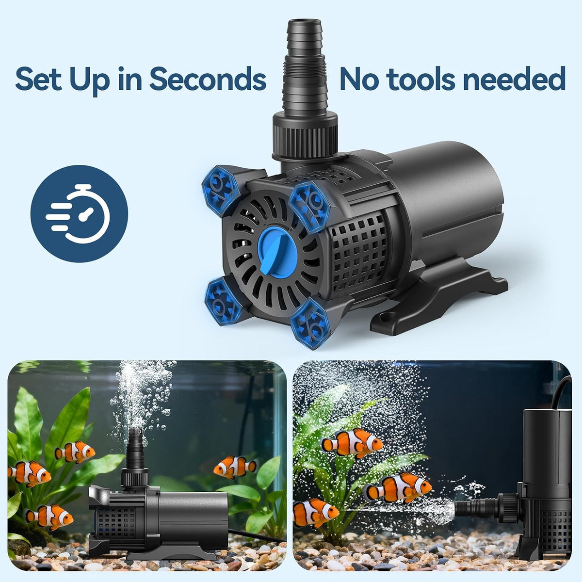 Pond Pump, 850 GPH Submersible Water Pump Adjustable for Ponds