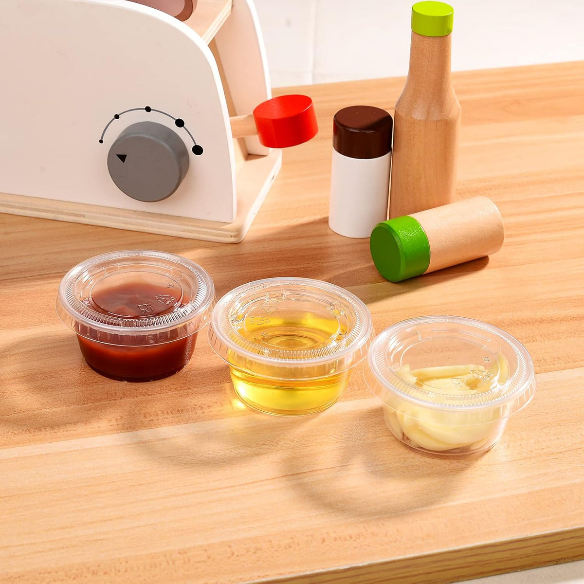 Clear Disposable Plastic Portion Cups with Leakproof Lids | 2 Oz, 100 Sets | BPA Free, Recyclable Jello & Dipping