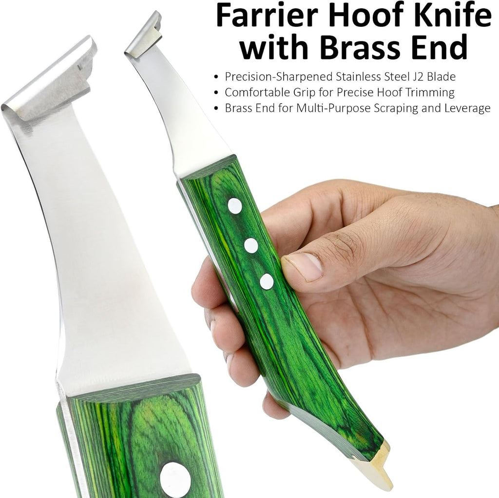 Premium Farrier Loop & Hoof Knife with Brass End – Professional Hoof Trimming Tool for Horses, Cows & Livestock