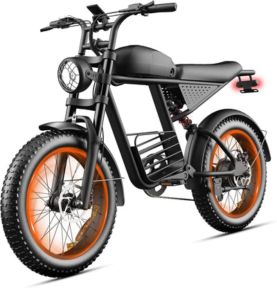 Electric Bike for Adults, 48V 1500W/3000W Dual Peak Motor, 35 mph Top Speed, 20" 4.0" Fat Tires, 7-Speed Shimano