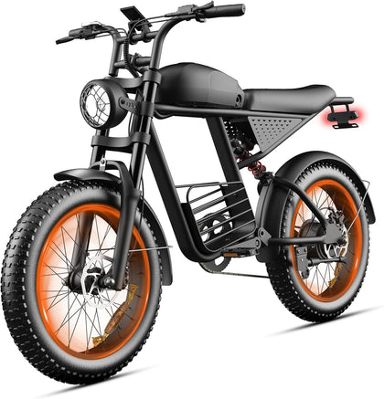 Electric Bike for Adults, 48V 1500W/3000W Dual Peak Motor, 35 mph Top Speed, 20" 4.0" Fat Tires, 7-Speed Shimano