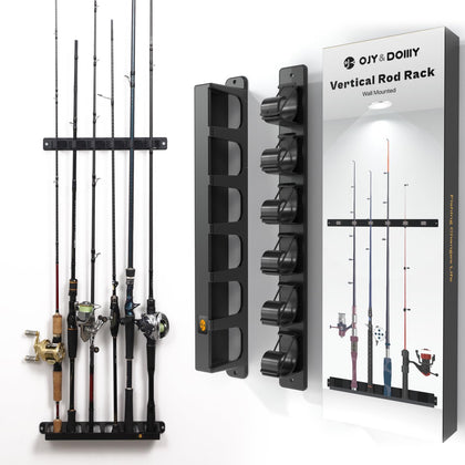 Wall Mount Fishing Rod Holders,Vertical Fishing Pole Storage Rack for Garage