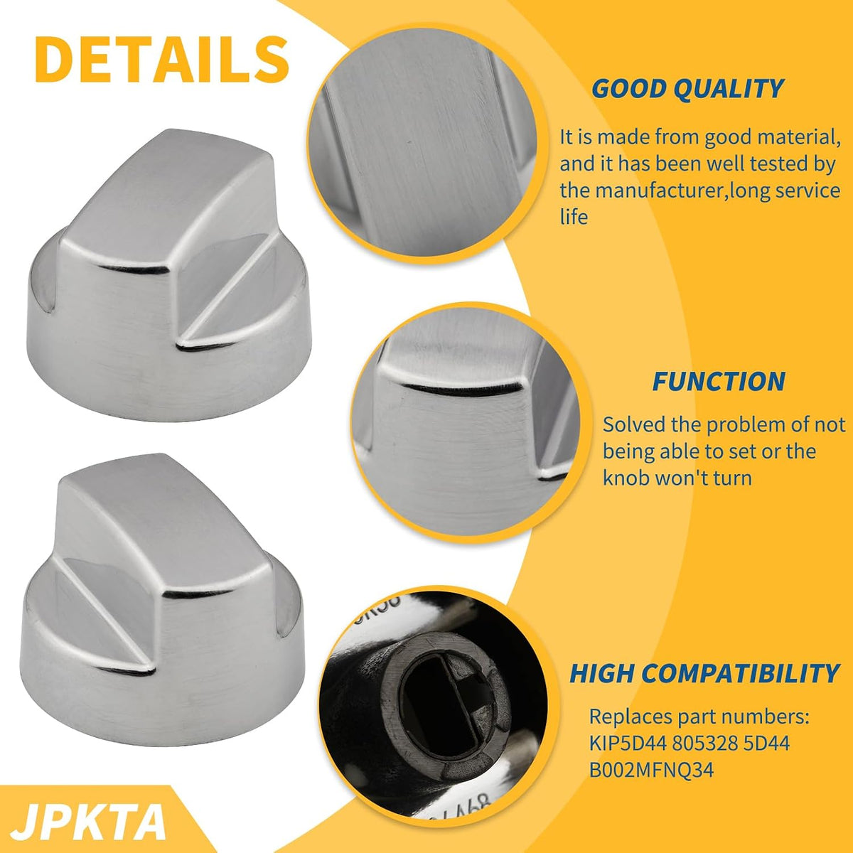 2 Pack 811195 Range Hood Knob Replacement Part Compatible with Sub-Zero Wolf Pro Ventilation Hood Knob Replaces for 805328 KIP5D44 B002MFNQ34 5D44