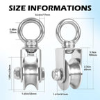 1 Pack 48mm U Groove Cable Pulley Wheel,304 Stainless Steel Swivel Pulley