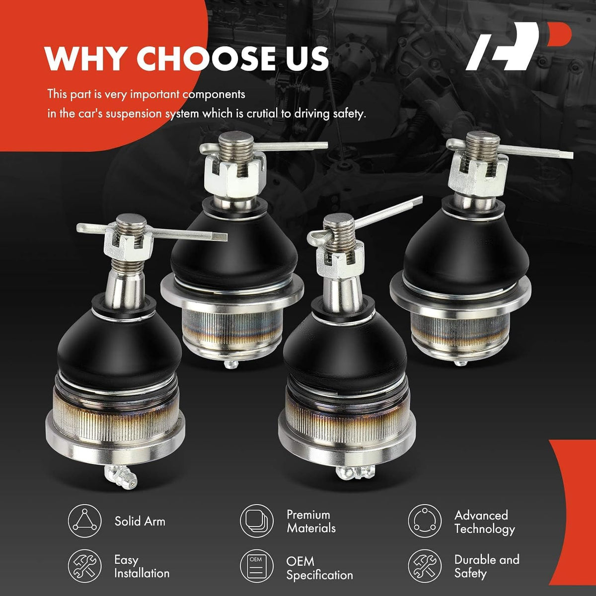 A-Premium Front Upper & Lower Ball Joint Kit - Forge Steel