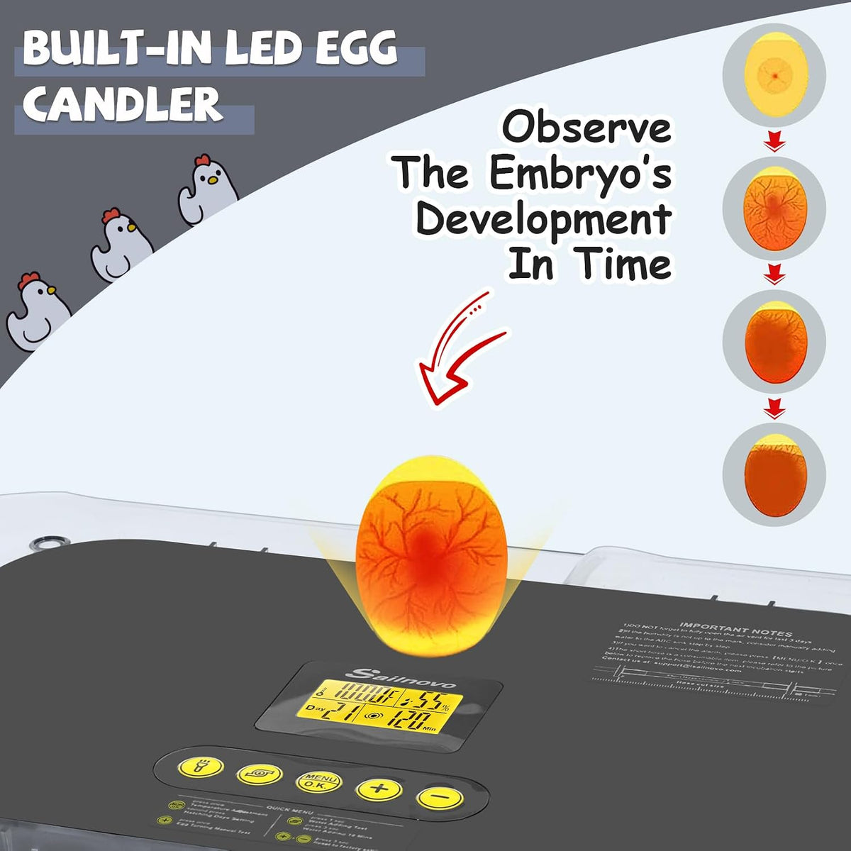 70 Egg Incubators, Auto Humidification & Temperature Control