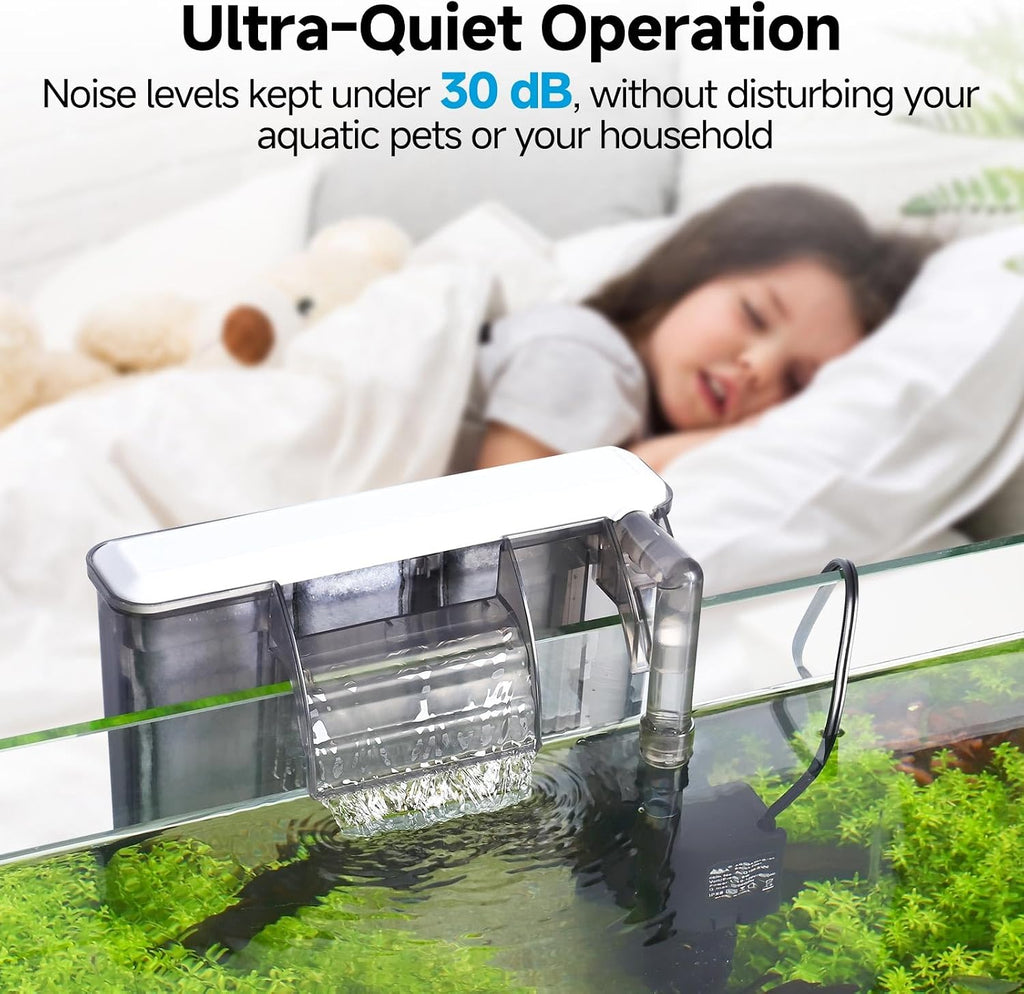 Quiet 20-30 Gallon Fish Tank Filters, Hang on Back Aquarium Filter | Auto Start HOB Filter Adjustable Flow