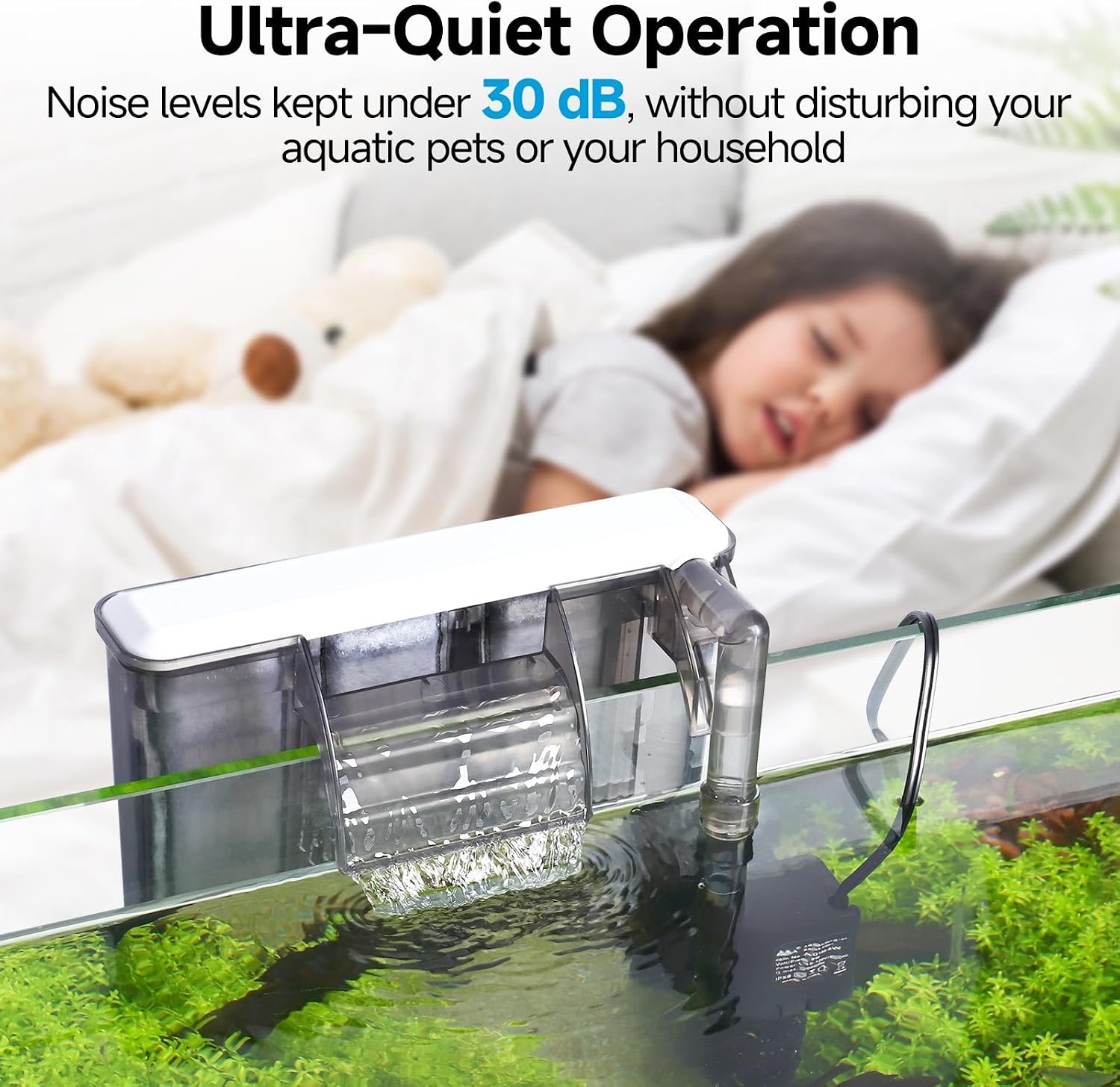 Quiet 20-30 Gallon Fish Tank Filters, Hang on Back Aquarium Filter | Auto Start HOB Filter Adjustable Flow
