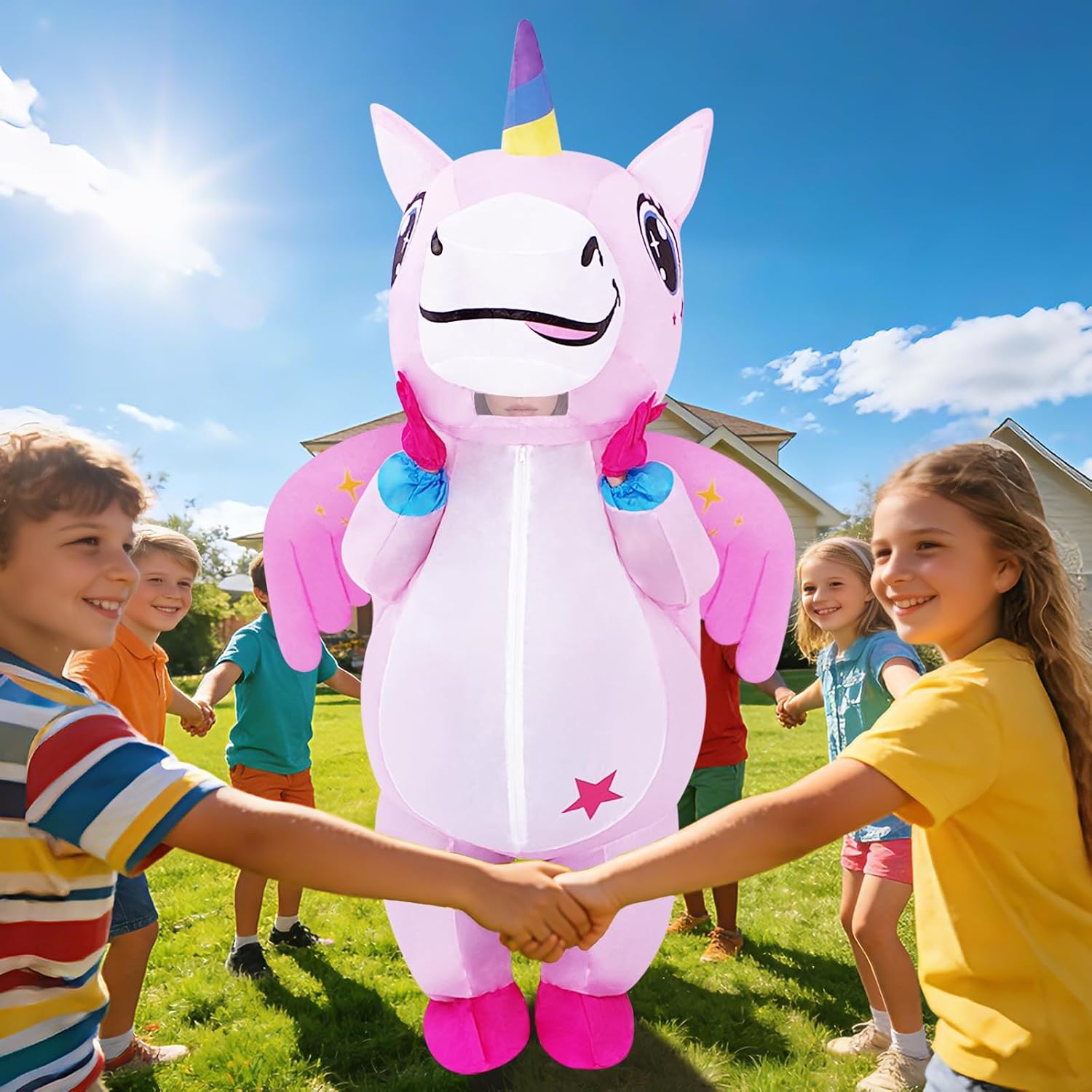 Inflatable Unicorn Costume for Adults, Funny Halloween Inflatable Costumes for Men Women