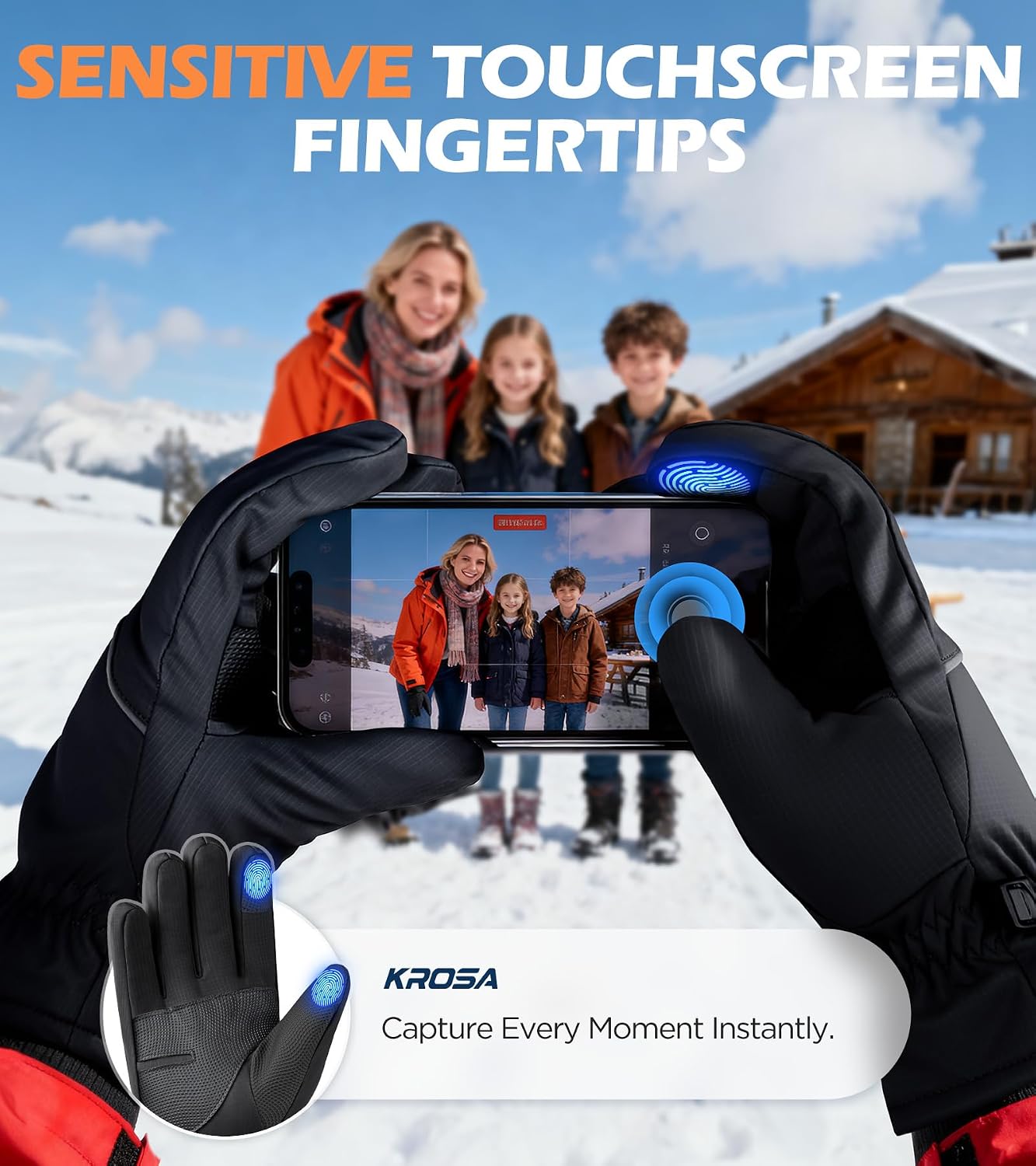 Winter Gloves Men Women Made with 3M Insulation & Plush Lining, -10°F Windproof & Water-Resistant Snow Gloves for