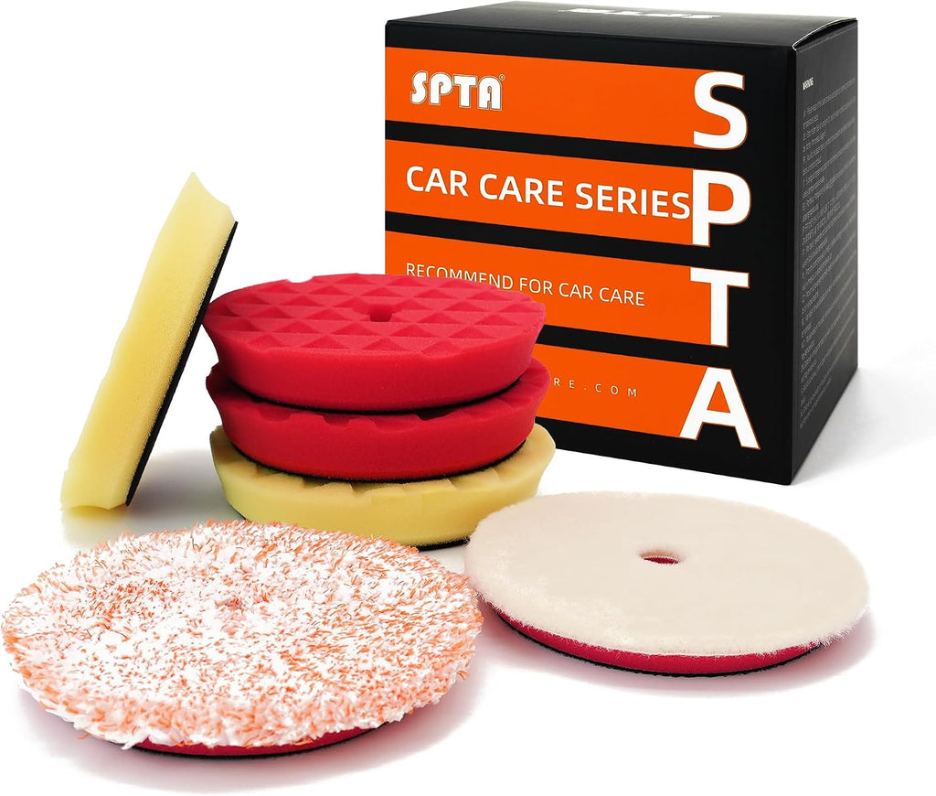 Buffing Polishing Pads, SPTA 6 Inch 150mm Body Repair Polishing Pad Set Made for 6 Inch Backing Plate, 6 Pcs Buffing