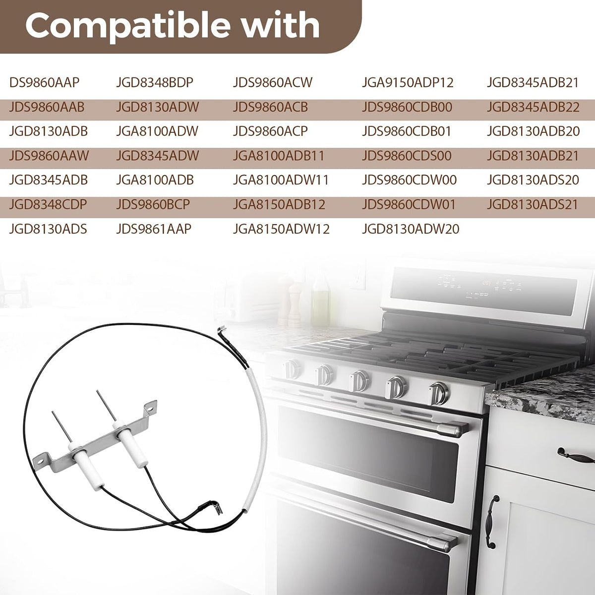 WP74005890 74005890 Range Oven Spark Igniter Compatible with Whirlpool Jenn-Air KitchenAid Maytag Replaces AP6010920 PS11744110 AP6010920 74006098 7432P120-60