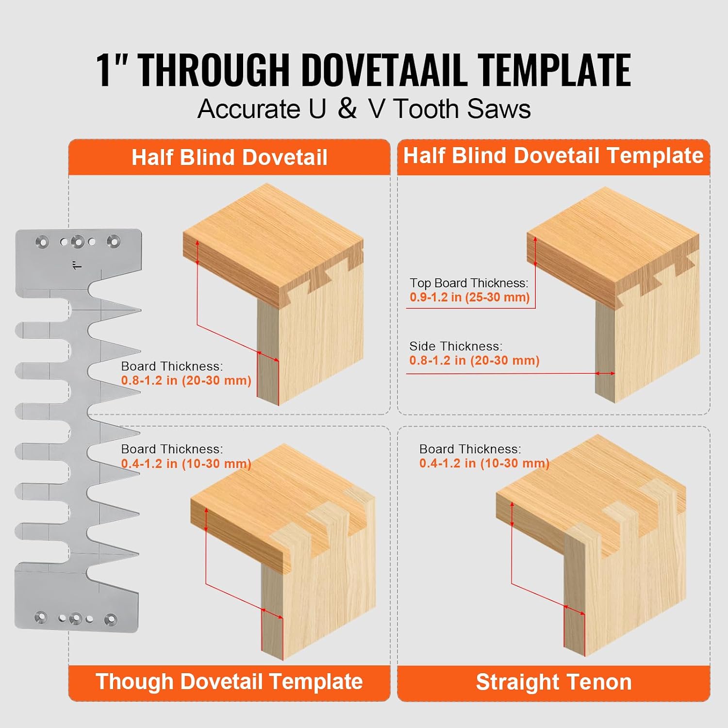 Dovetail Jig, 12 in Width, Dove Tailing Router Jigs with 4 Router Bits & 3 Templates, Precise Alignment Dove Tail
