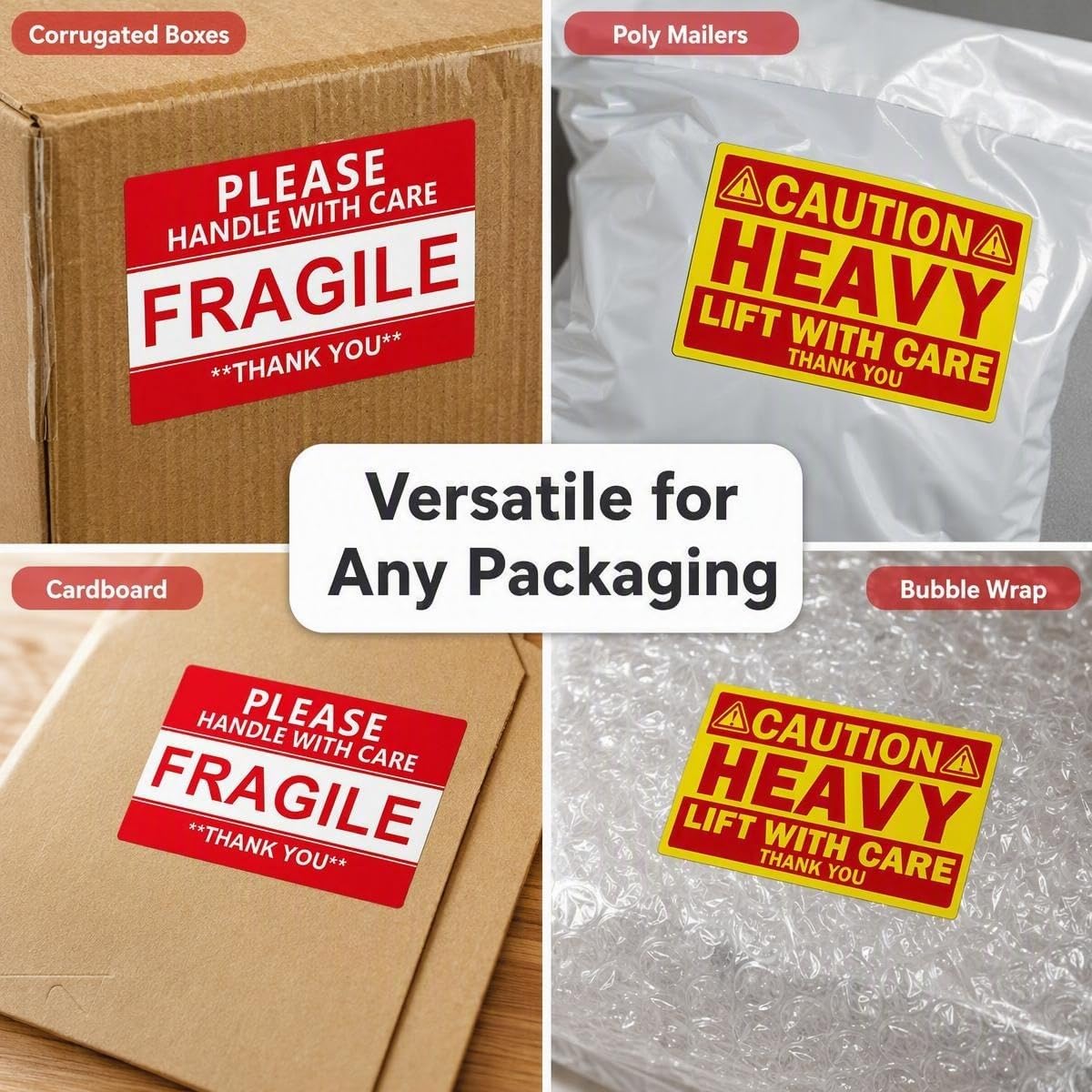 Heavy and Fragile Stickers 4x6 Inch, Warning Labels for Moving, Shipping