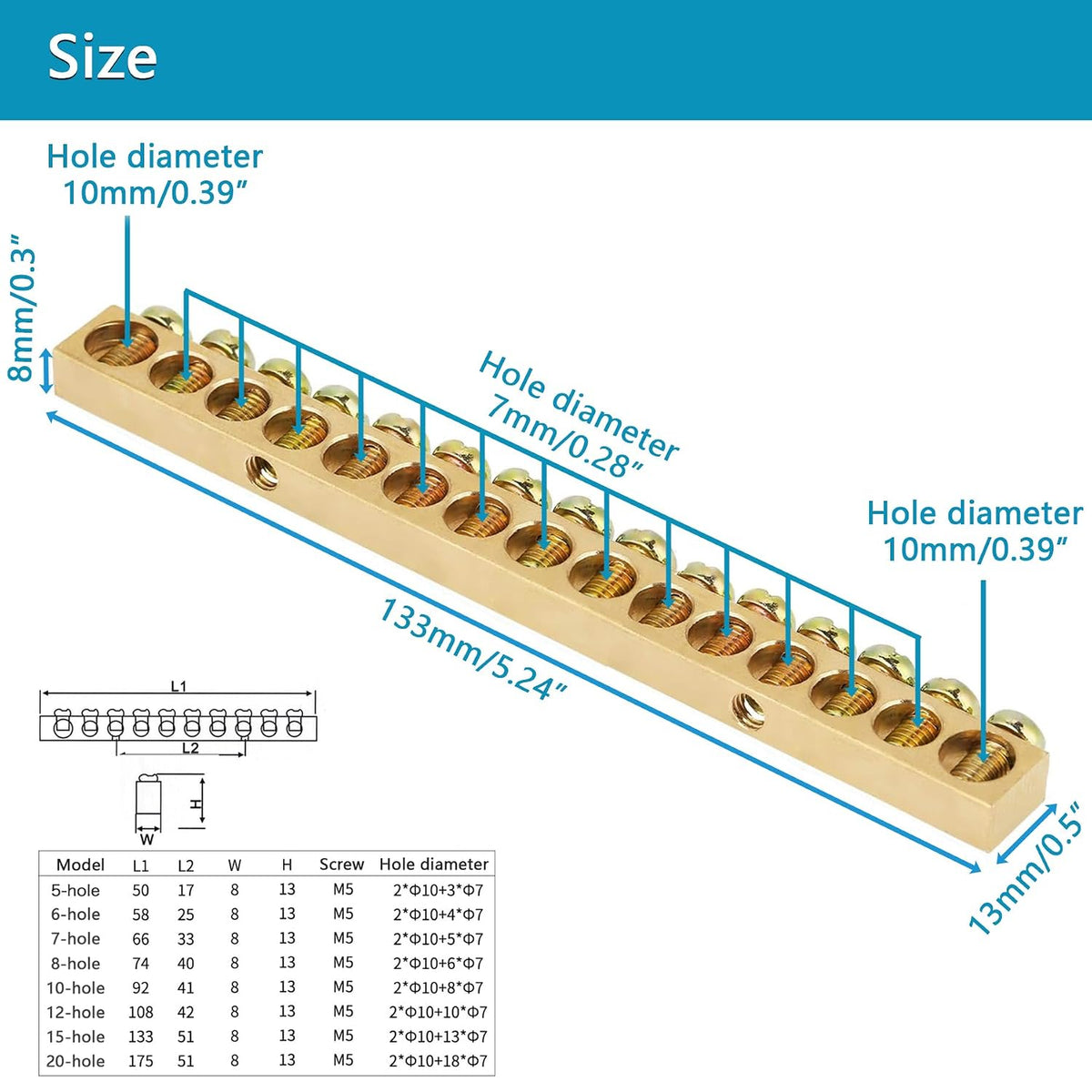 Minidodoca- PK13GTACP 13 Terminal Ground Bar Kit