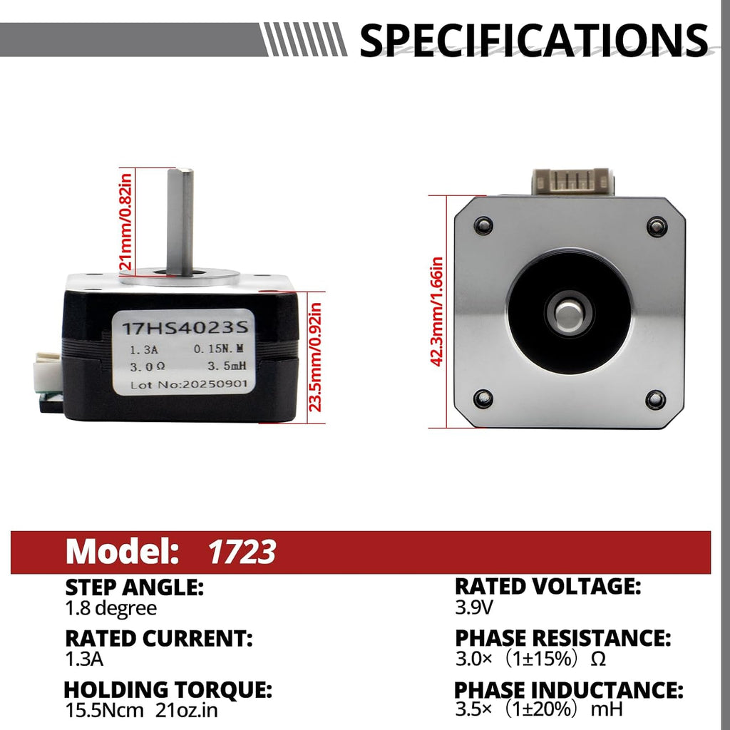 MAKERELE Nema 17 Stepper Motor Bipolar 1.3A, 23mm Body (1PC)