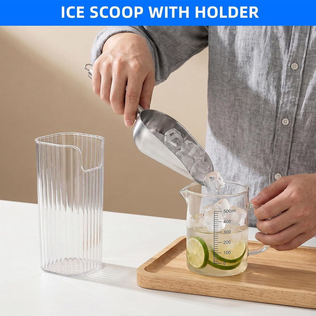 Stainless Steel Ice Scoop With Plastic Holder For Freezer and Ice Machine