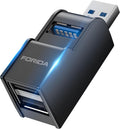 3 Ports USB Adapter, USB Hub with USB 3.0 and Double USB Adapter, Portable USB Splitter 1 in 3 Out for Keyborad