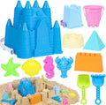 Beach Toys with Castle Bucket, Sand Molds for Kids Ages 3-12 | 2 Mini Bucket, Shovel and Rake for Sand Castle Play