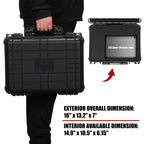 16" Waterproof Plastic Toolbox with Foam Insert, 16" x 13.2" x 7", IP67 Lockable Storage Box, Customizable Foam