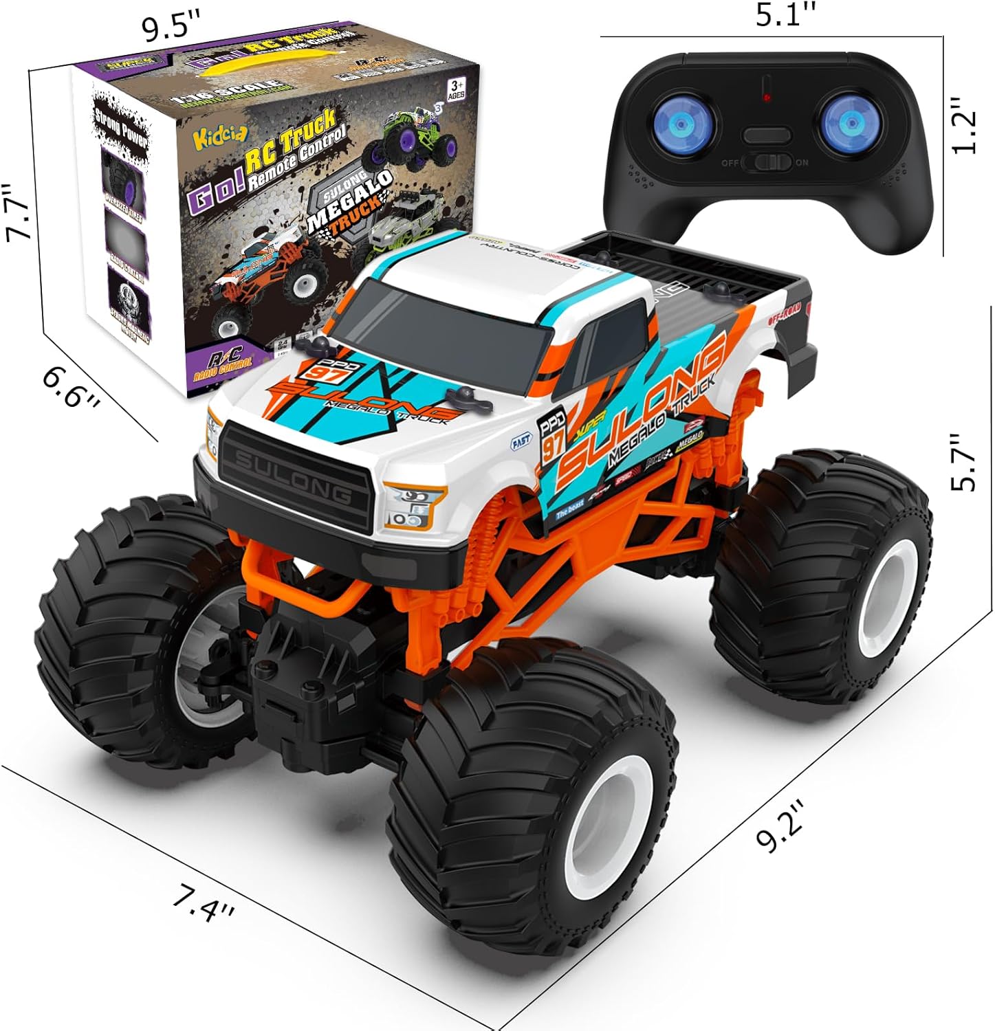 Remote Control Car, 1:16 Scale RC Monster Truck for Boys, 2.4 GHz All Terrain RC Cars for Boys Girls 4-7 8-12, 20