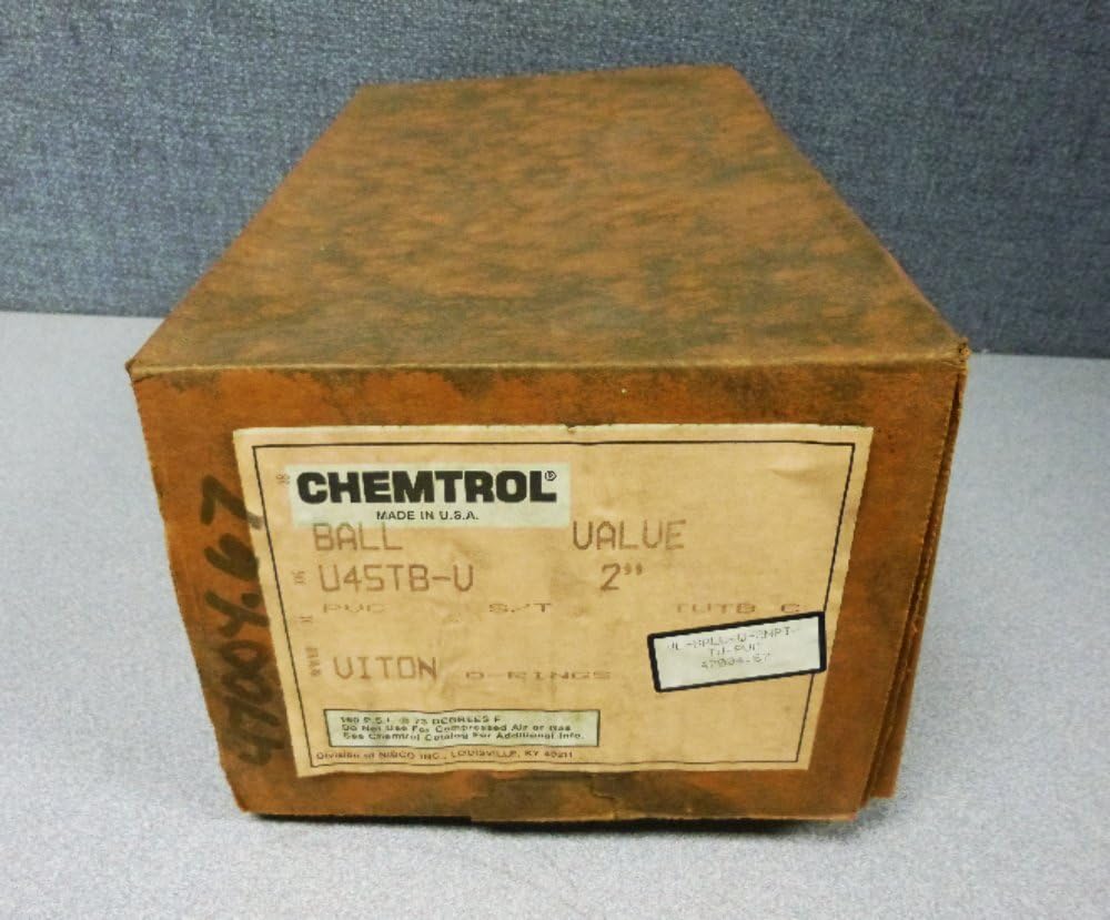 Nibco Chemtrol Tru-Bloc U45TB-V PVC SCH 80 True Union Ball Valve With Orange Handle, 2"