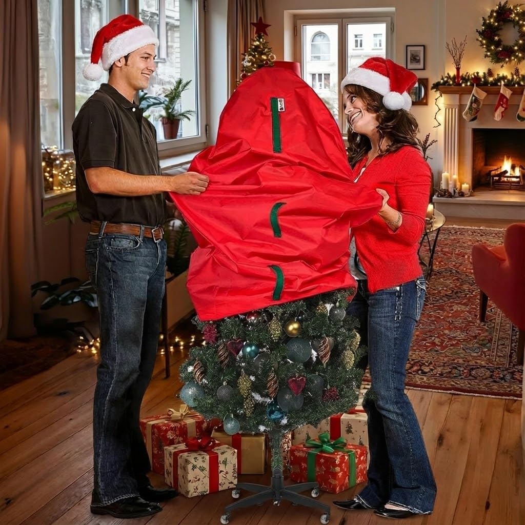 Upright Christmas Tree Storage Bag - Fits 9 Ft Artificial Xmas & Topiary Tree, Vertical Holiday Cover, Durable