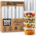 8oz Deli Containers with Lids, Food Storage, 100pk BPA-Free