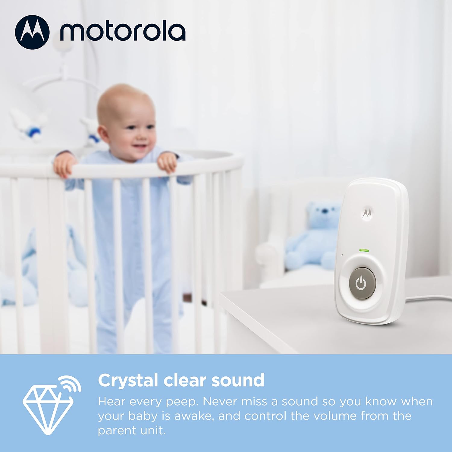 Baby Monitor Audio Only, No WiFi, Long Range AM21 with Private Connection, Cry Detection, Volume Control, Portable