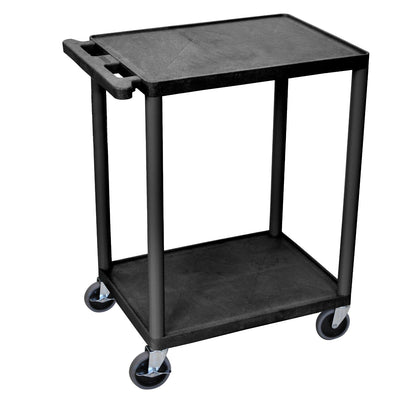 HE32-B Utility Cart - Two Shelves Structural Foam Plastic, Multipurpose Utility Cart, Four Heavy-Duty 4" Casters, Two