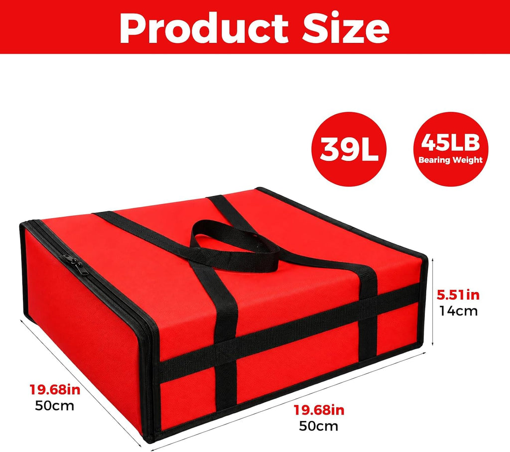 Large Insulated Pizza Delivery Bag 20"x20"x6", Pizza Warmer Bags