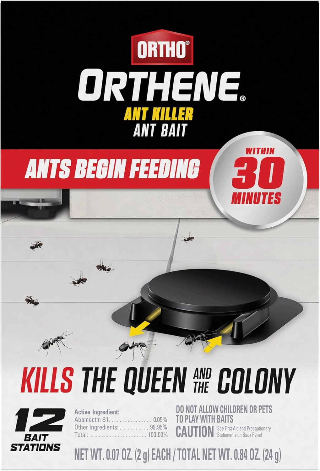 Orthene Ant Killer Ant Bait, 12 Bait Stations | Indoor Ant Killer, Kills the Queen and the Colony