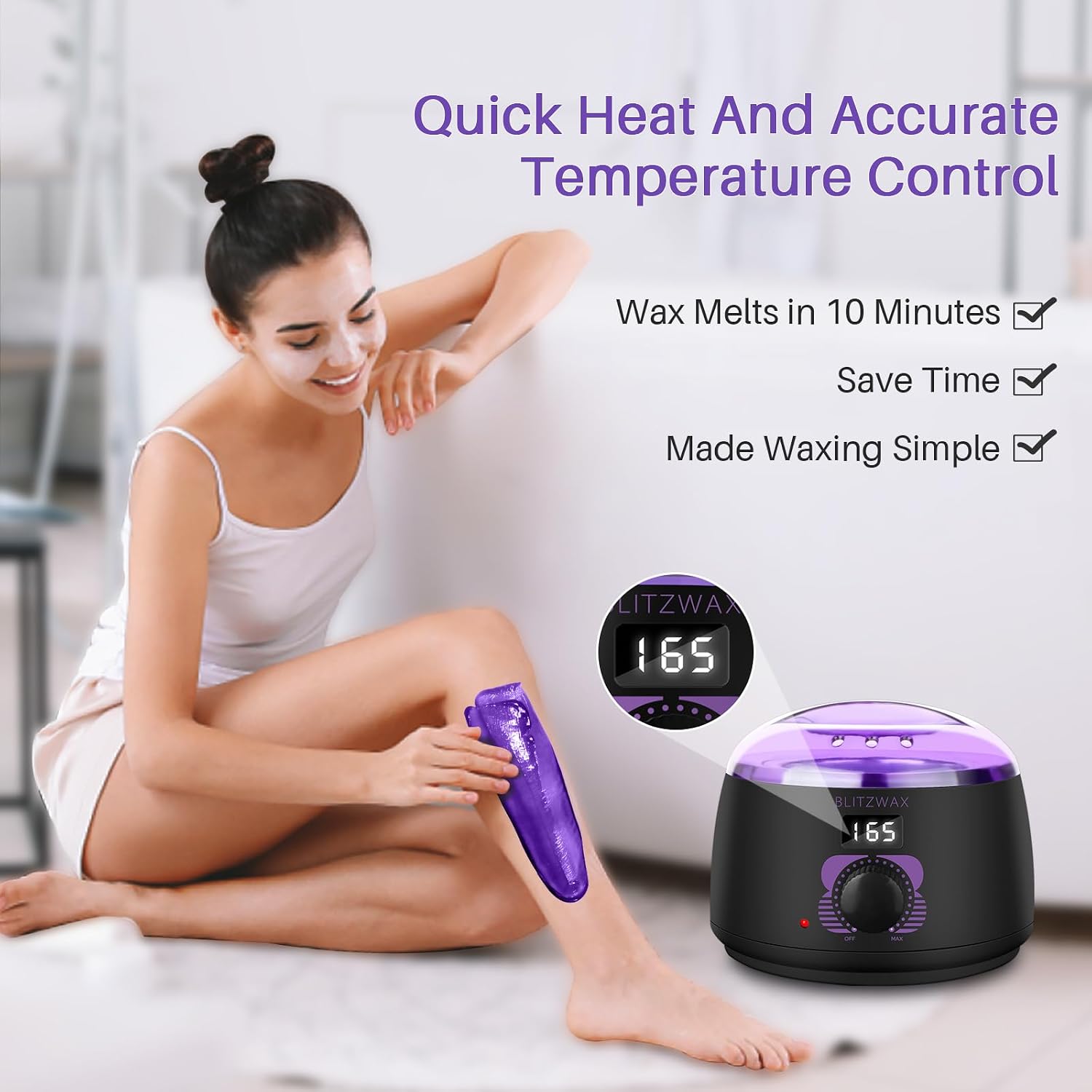 Waxing Kit for Women, Hard Wax Warmer, Brazilian Bikini Face Body | 51 Items, Digital Fast Heating, Legs Underarms