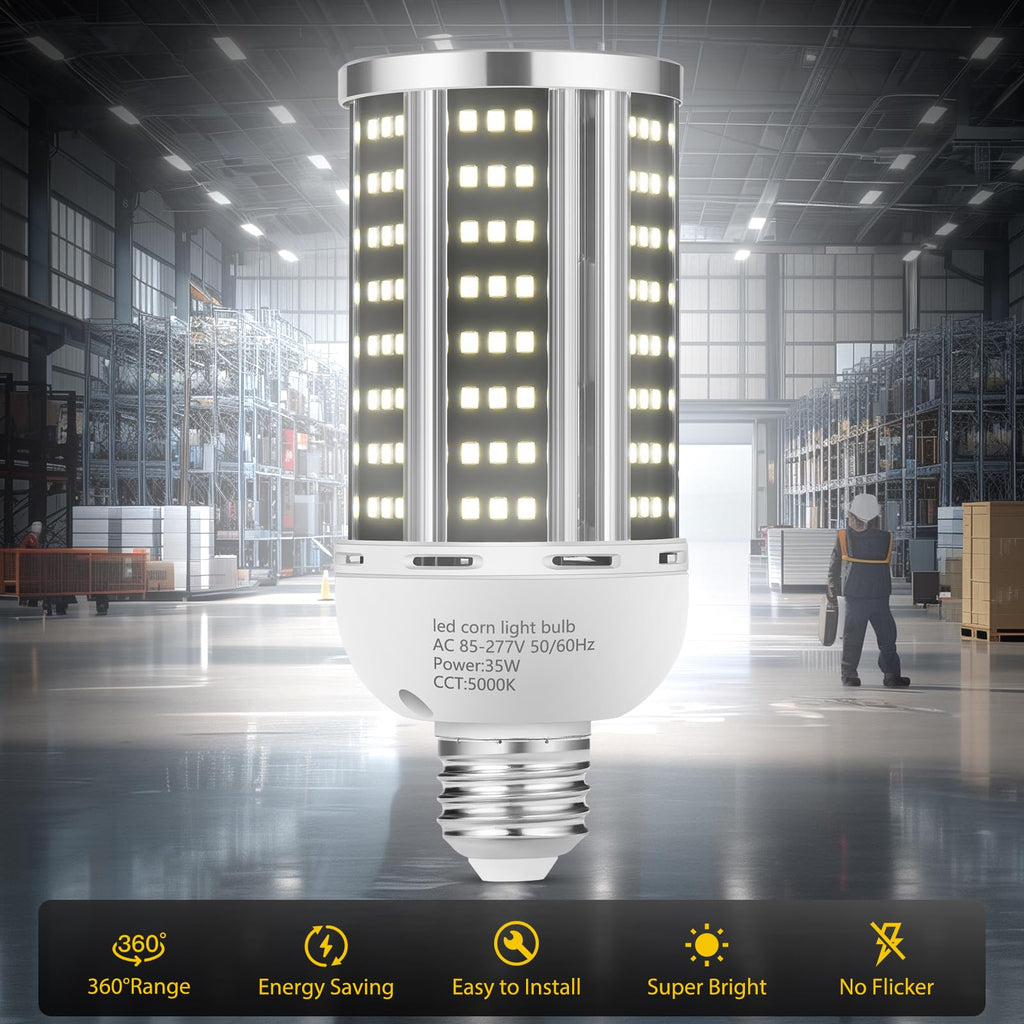 35W 6 pack LED Corn Light Bulb,(300W Equivalent ) Commercial Grade Daylight 5000K E26/E39 5000LM Medium Mogul Base