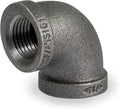 Supply Giant CNOM0034 3/4 in. 90 Degree Malleable Iron Elbow Fitting for High Pressures with Female Thread Connects and Black Finish
