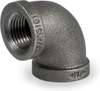 Supply Giant CNOM0034 3/4 in. 90 Degree Malleable Iron Elbow Fitting for High Pressures with Female Thread Connects and Black Finish