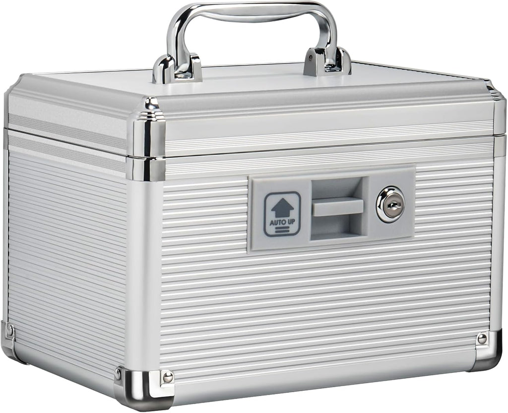 Medicine Lock Box with Key, Alluminum Alloy Box for Medication,First Aid Box with a Removeable Tray to Store