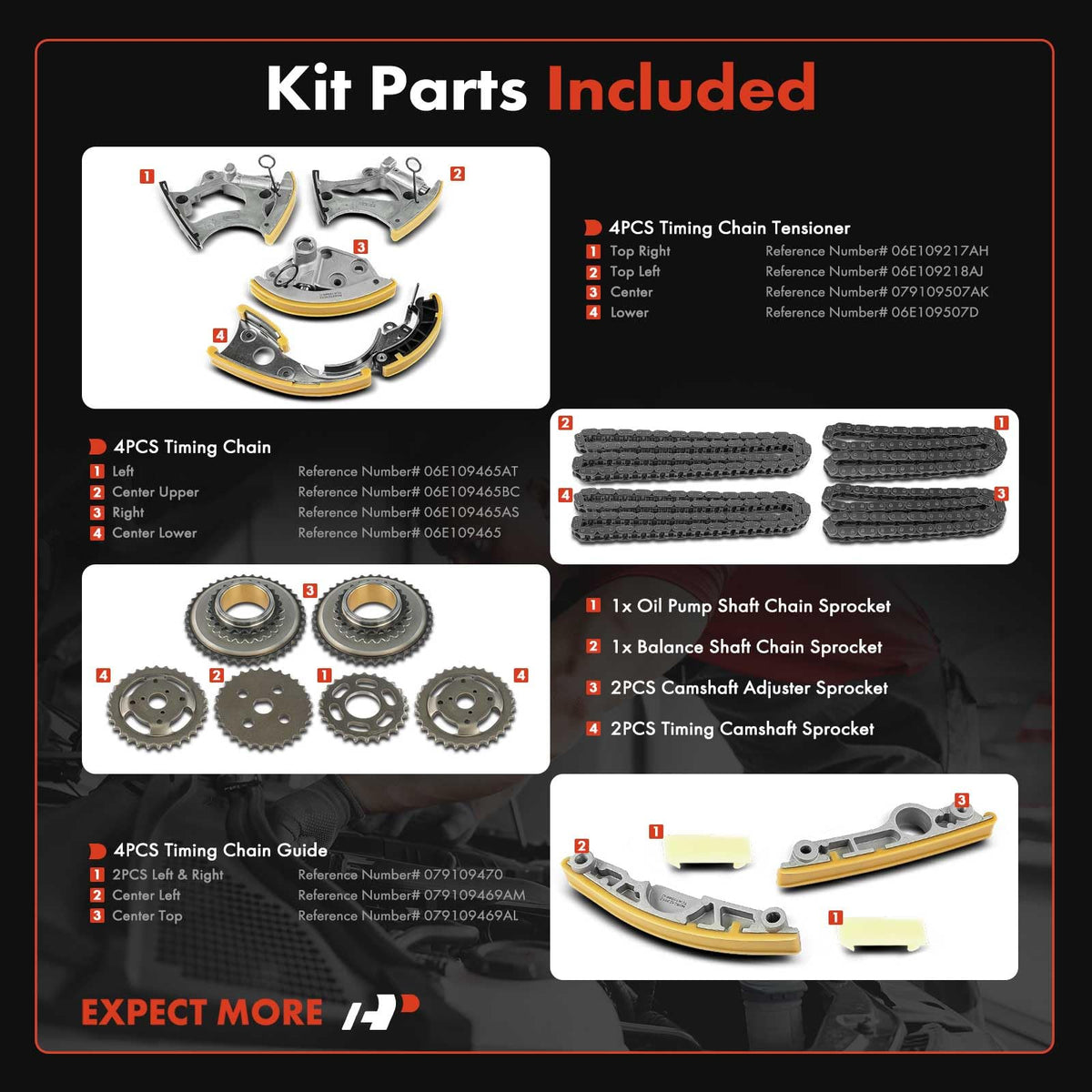 A-Premium Engine Timing Chain Kit W/Sprocket & Tensioner & Guide V6 3.0L