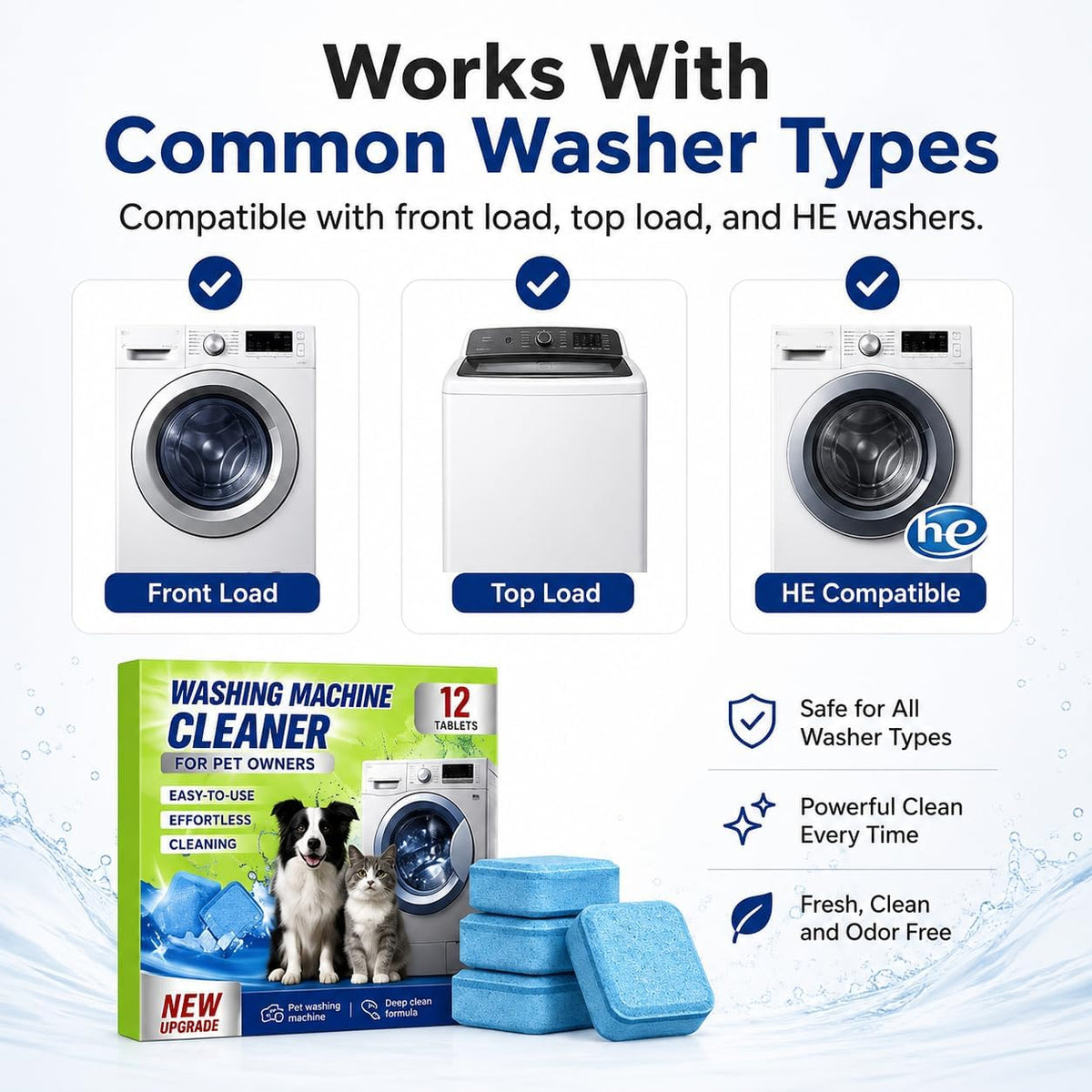 Washing Machine Cleaner Tablets, Fragrance Free Washer Care (12Pcs)