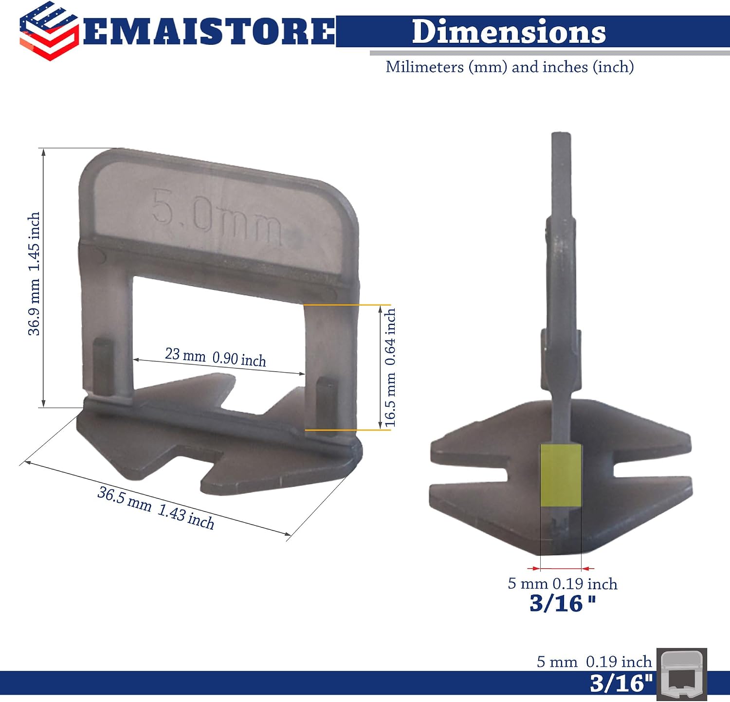 Tile Leveling System (3/16 Inch) – 300 Tile Spacers & 300 Reusable Wedges – Perfect for Smooth, Seamless Floor & Wall