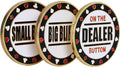 GSE Set of 3 Metal Casino Buttons - Small Blind, Big Blind, Dealer Button | Professional Texas Hold‘em Poker Button