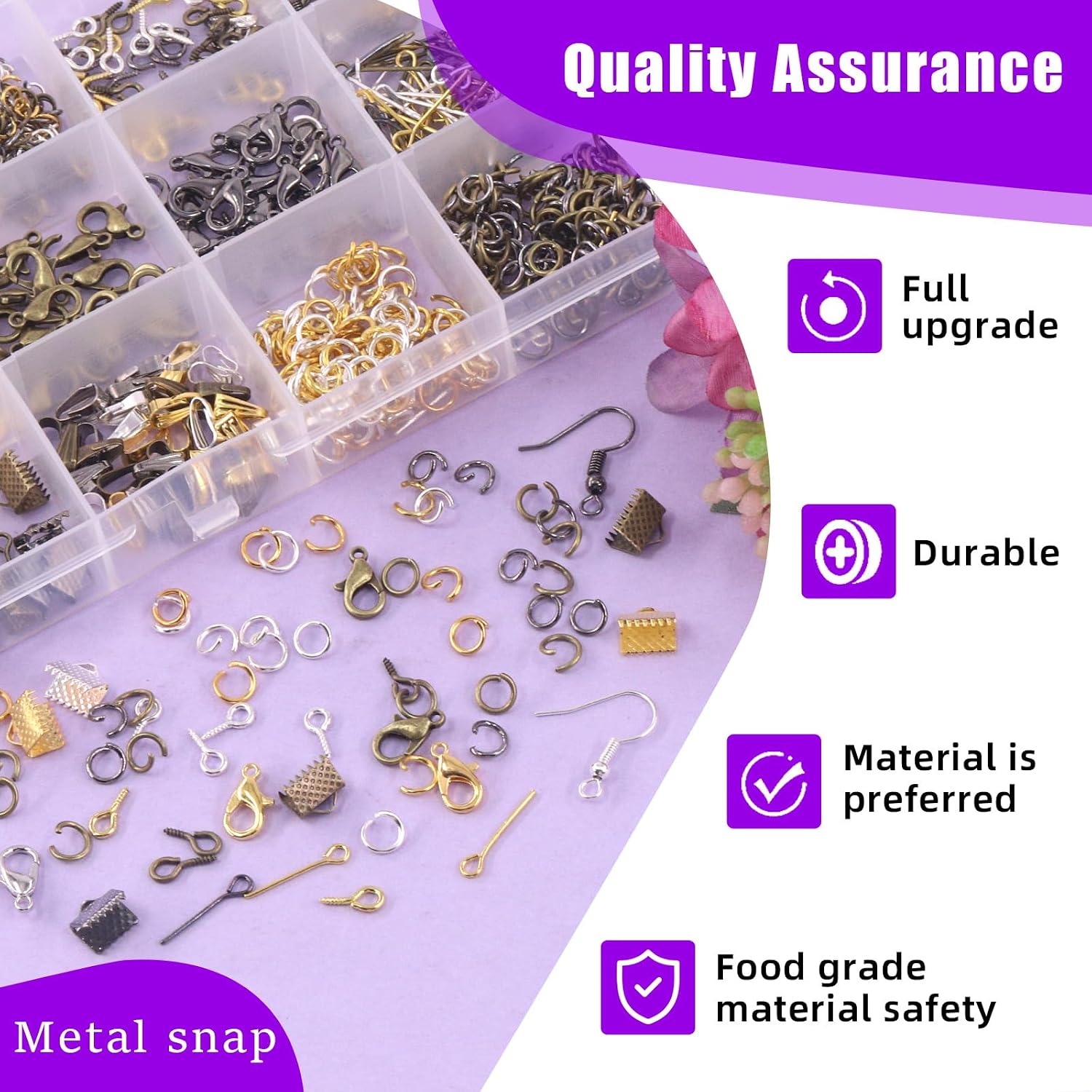 Jewelry Making Supplies Kit - 1617 Pcs with 40 Styles Findings, 6 Colors Beads & Charms, Pliers, Wires, Tweezers &