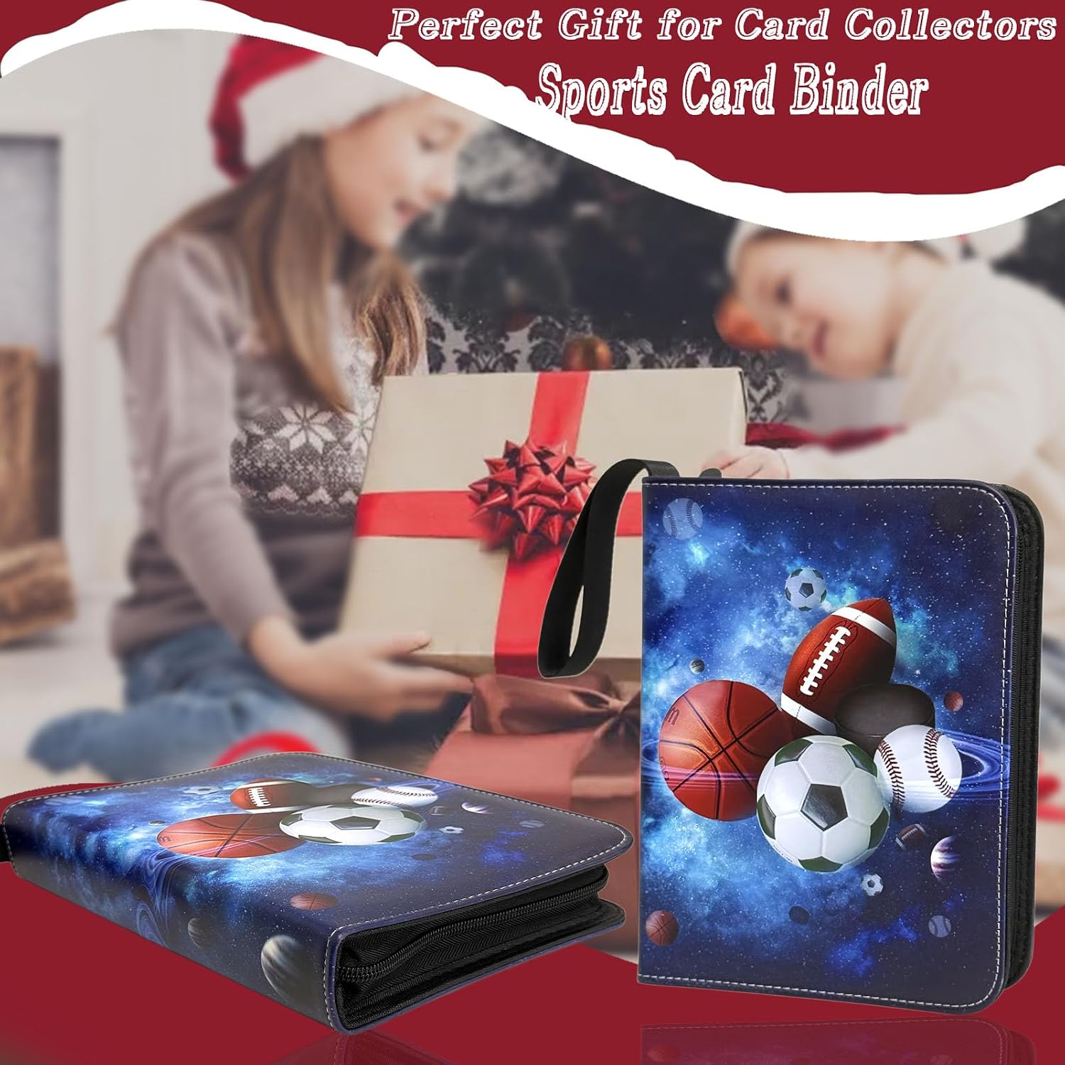 Sports Card Binder 900 Pockets, Trading Card Binder 9 Pocket with 50 Sleeves Fits 900 Sport Cards, Sports Card Holder